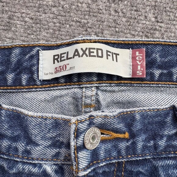 Levis 550 Jeans Mens 36x24 Blue Relaxed Fit Baggy Distressed Paint Splatter - Picture 2 of 16